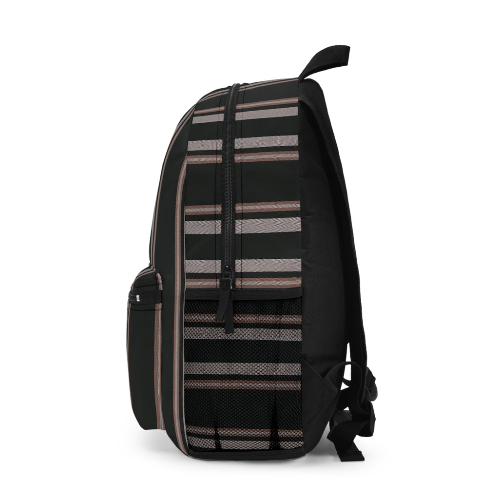 Black Striped Backpack – Modern Retro Stripe Everyday Backpack