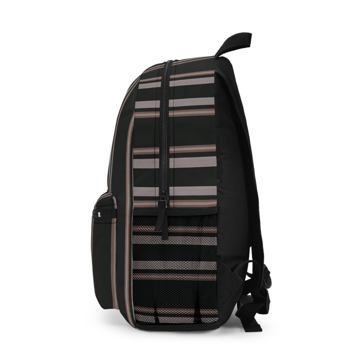 Black Striped Backpack – Modern Retro Stripe Everyday Backpack