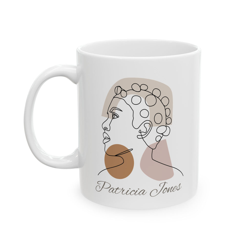 Personalized Name Line Art Mug – Minimalist Woman Coffee Mug Gift