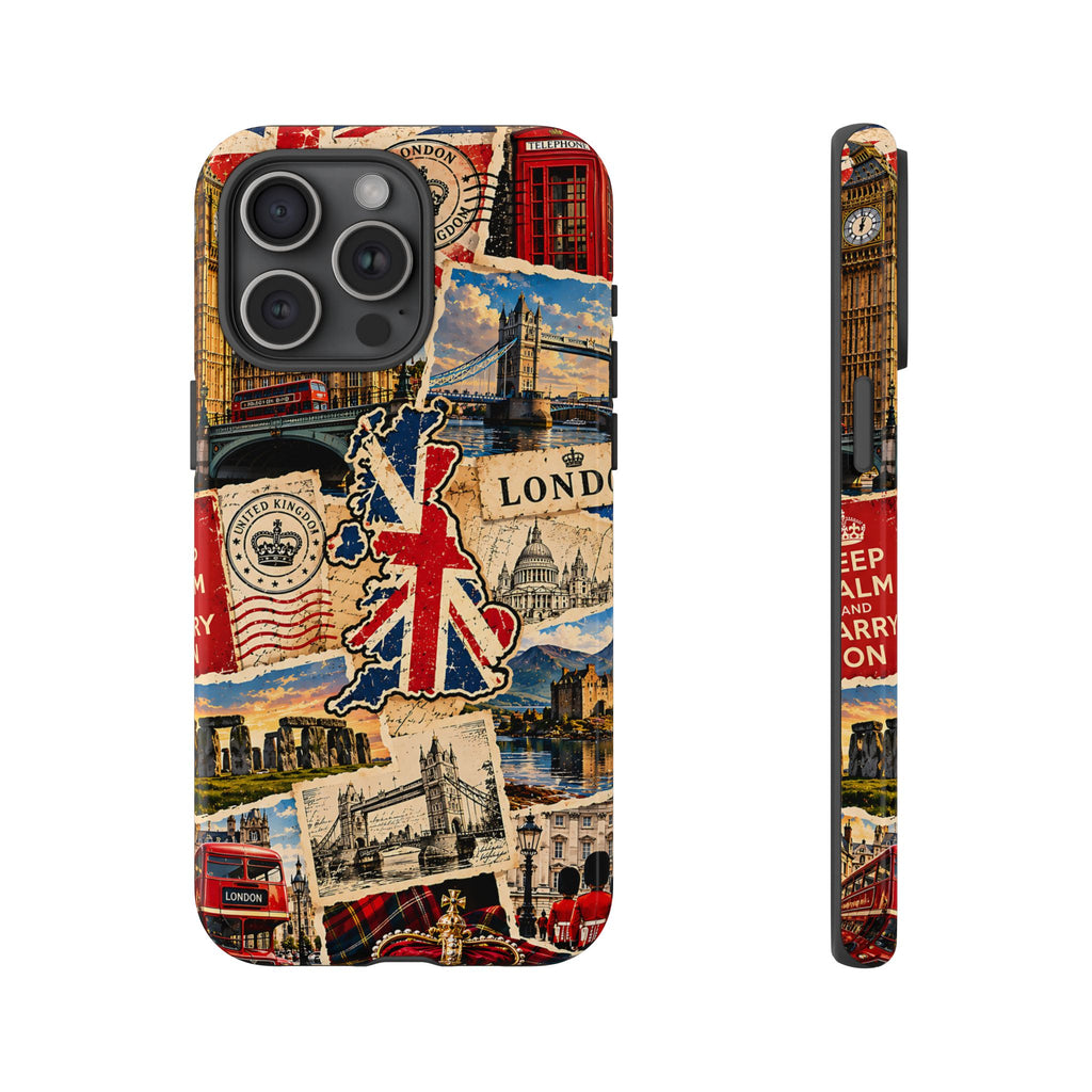 London UK Travel Collage Phone Case – Vintage British Tough Case