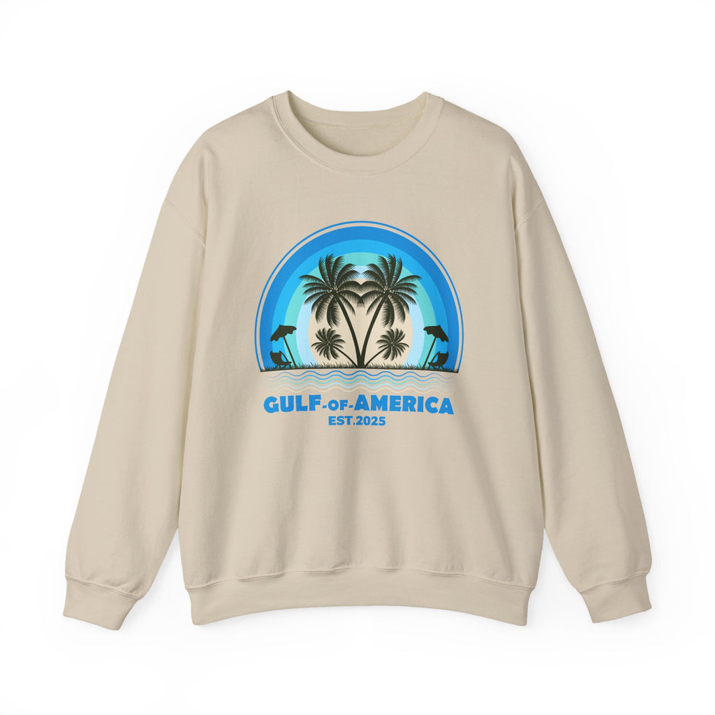 Gulf of America Sweatshirt – Coastal Palm Tree Graphic