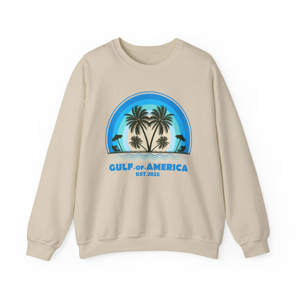 Gulf of America Sweatshirt – Coastal Palm Tree Graphic