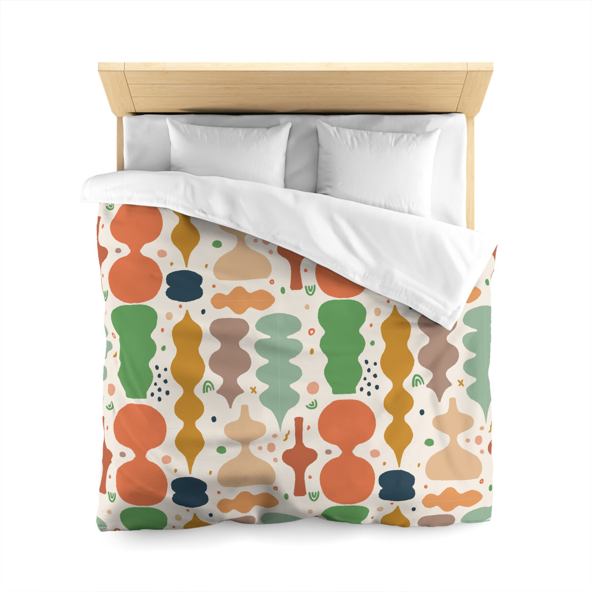 Abstract Organic Shapes Duvet Cover | Midcentury Pattern Bedspread