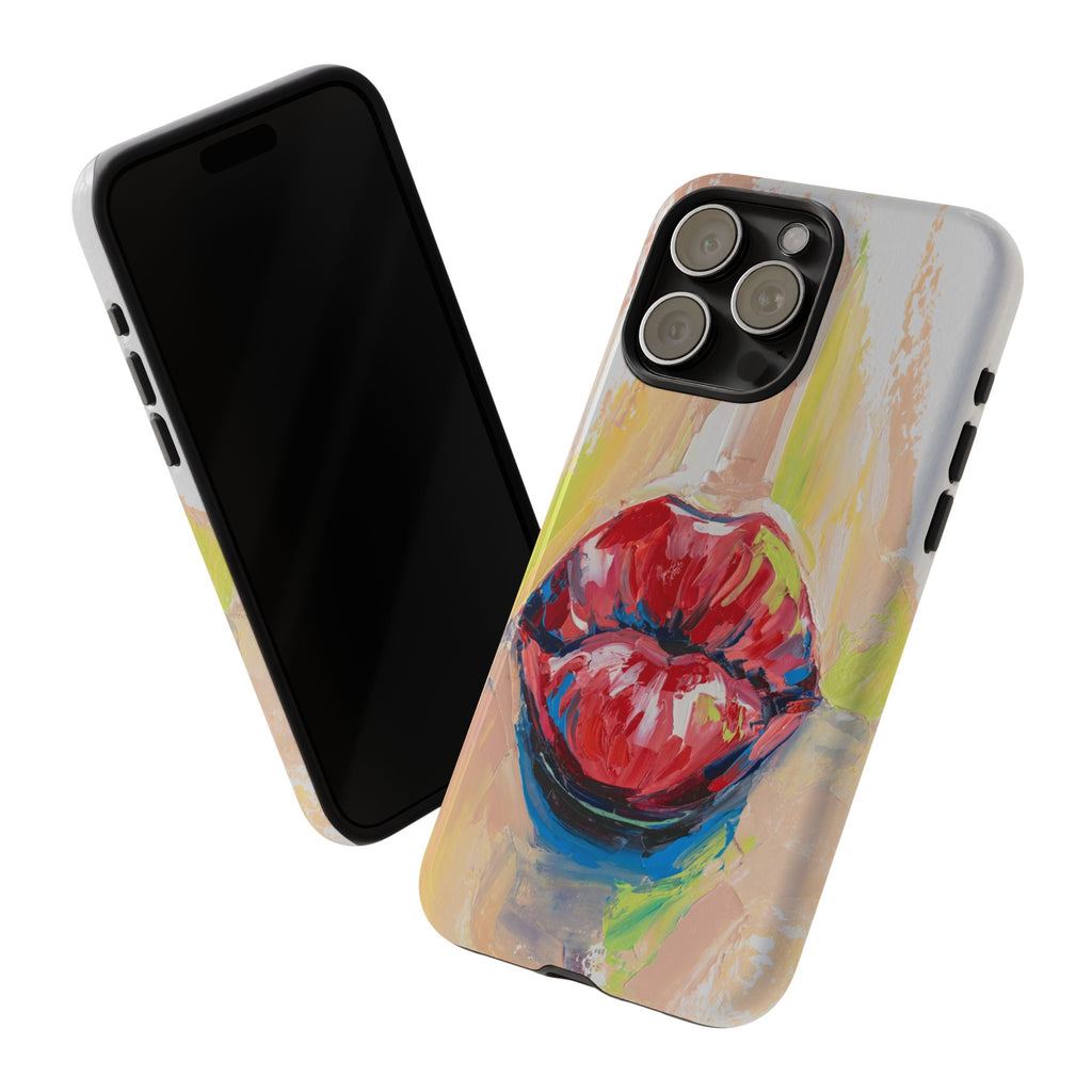 Red Lips Art Phone Case – Abstract Painted Tough Case