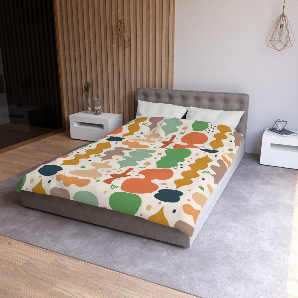 Abstract Organic Shapes Duvet Cover | Midcentury Pattern Bedspread