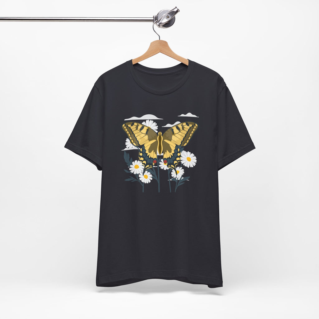 Butterfly Floral Nature Shirt  Yellow Butterfly T Shirt, Wildflower Graphic Tee, Nature Lover Gift