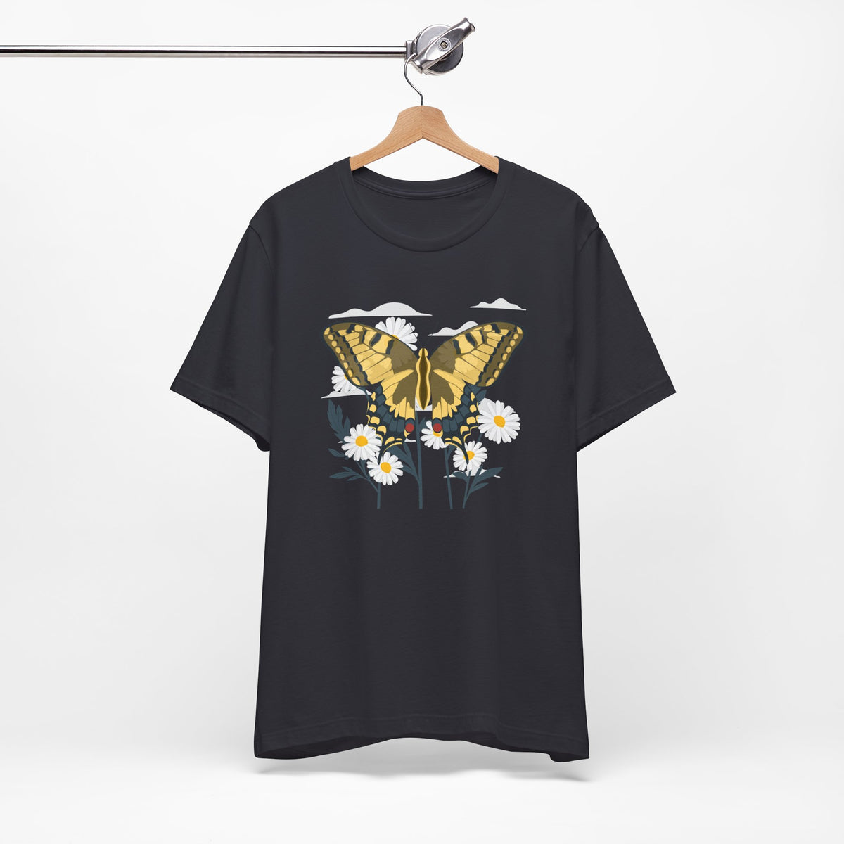 Butterfly Floral Nature Shirt  Yellow Butterfly T Shirt, Wildflower Graphic Tee, Nature Lover Gift