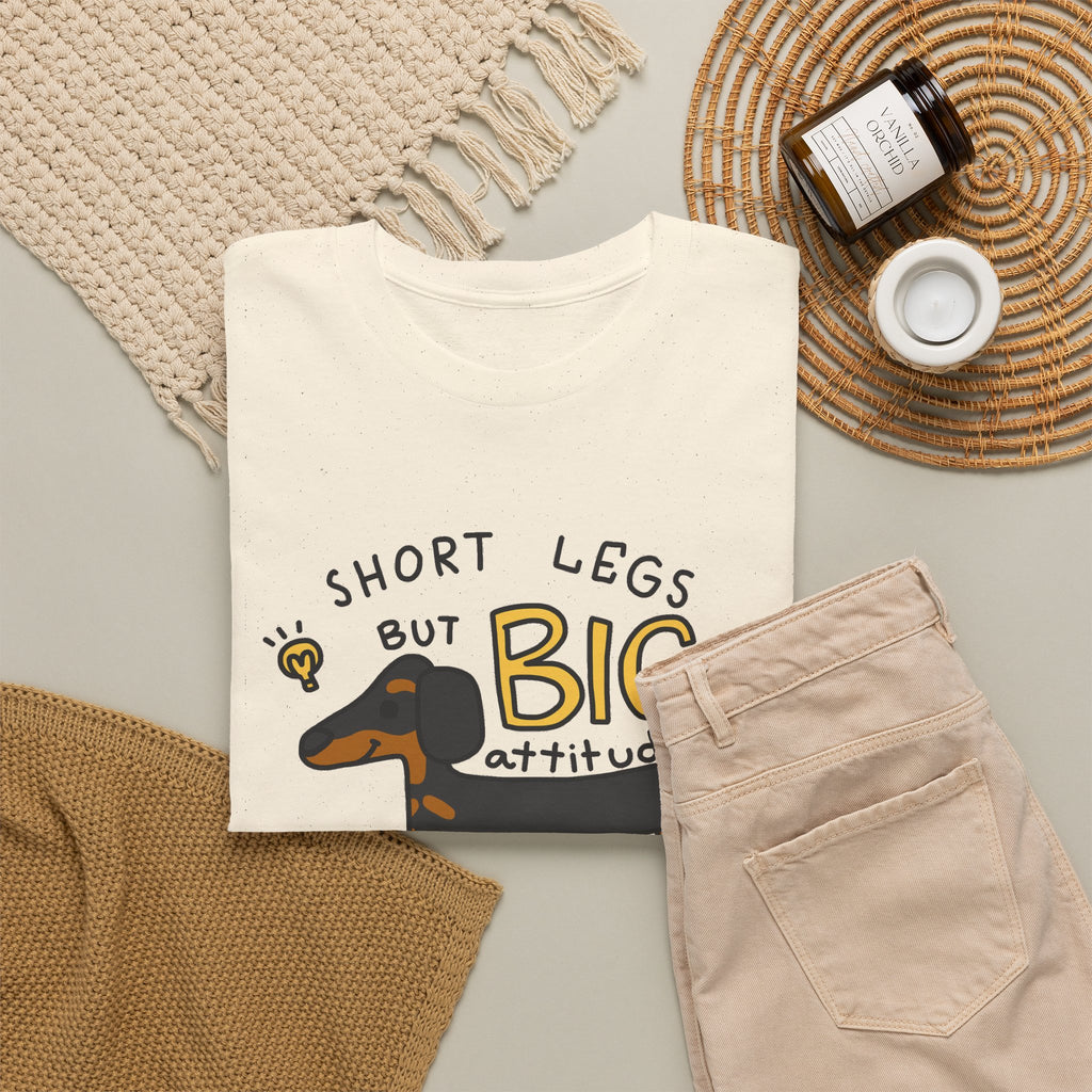 “Short Legs, Big Attitude” Dachshund T-Shirt – Funny Dog Graphic Tee
