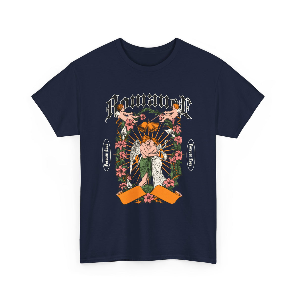 Gothic Floral Angel “Romancer” T-Shirt – Dark Vintage Unisex Graphic Tee
