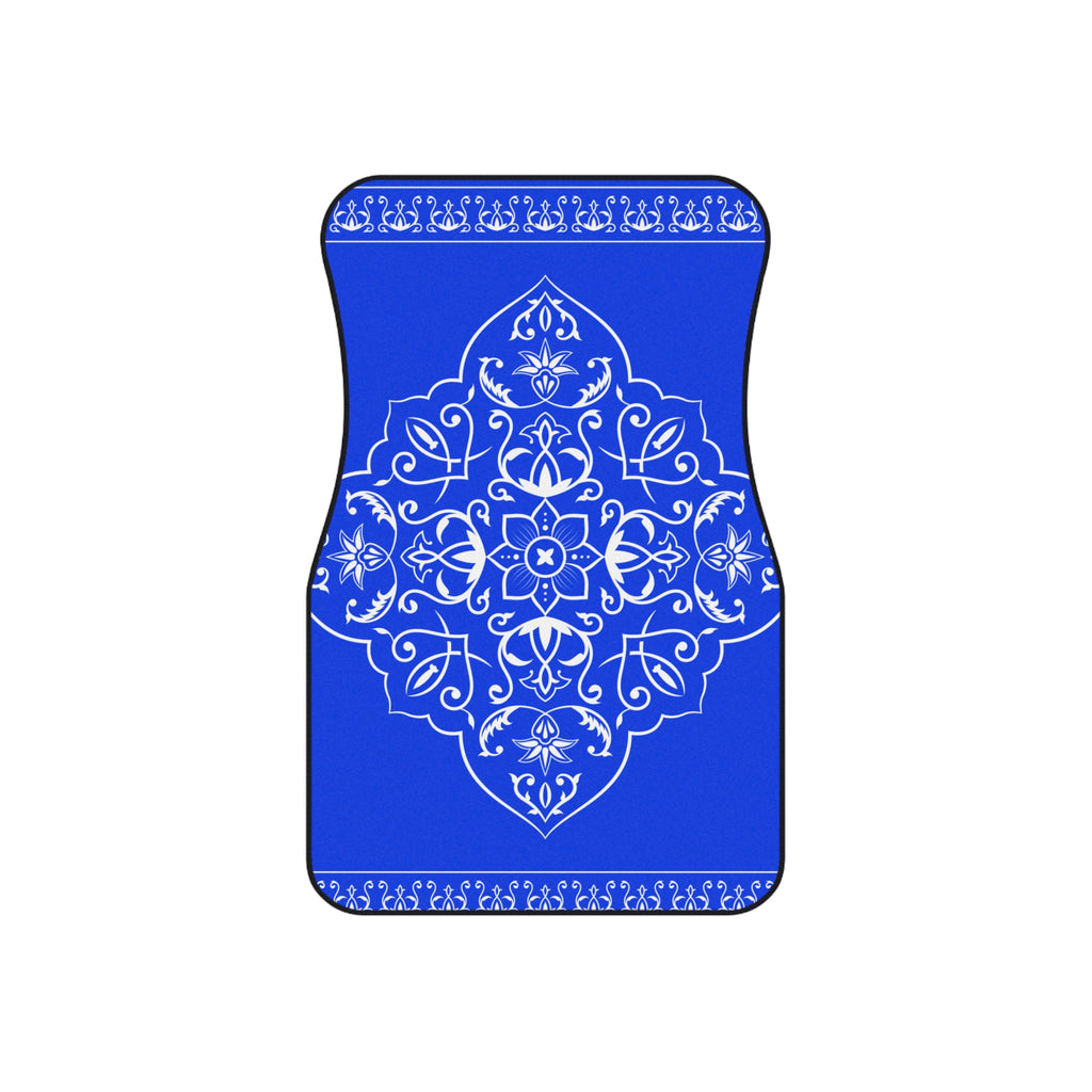 Royal Blue Ornamental Car Floor Mats – 4-Piece Set