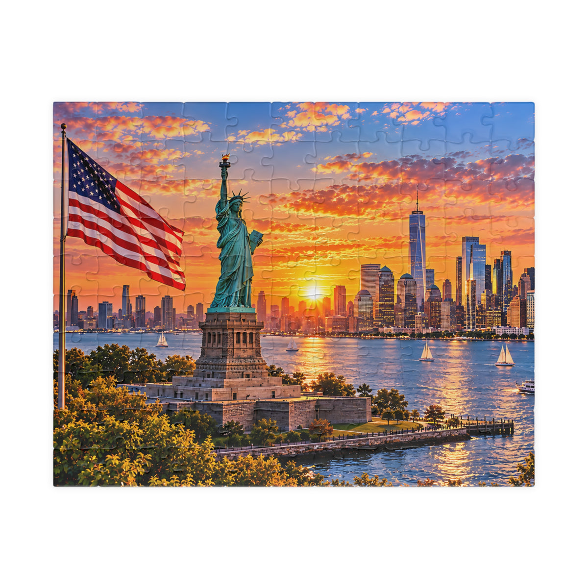 New York City USA Puzzle – Statue of Liberty Jigsaw Puzzle (110, 252, 520, 1014-piece)