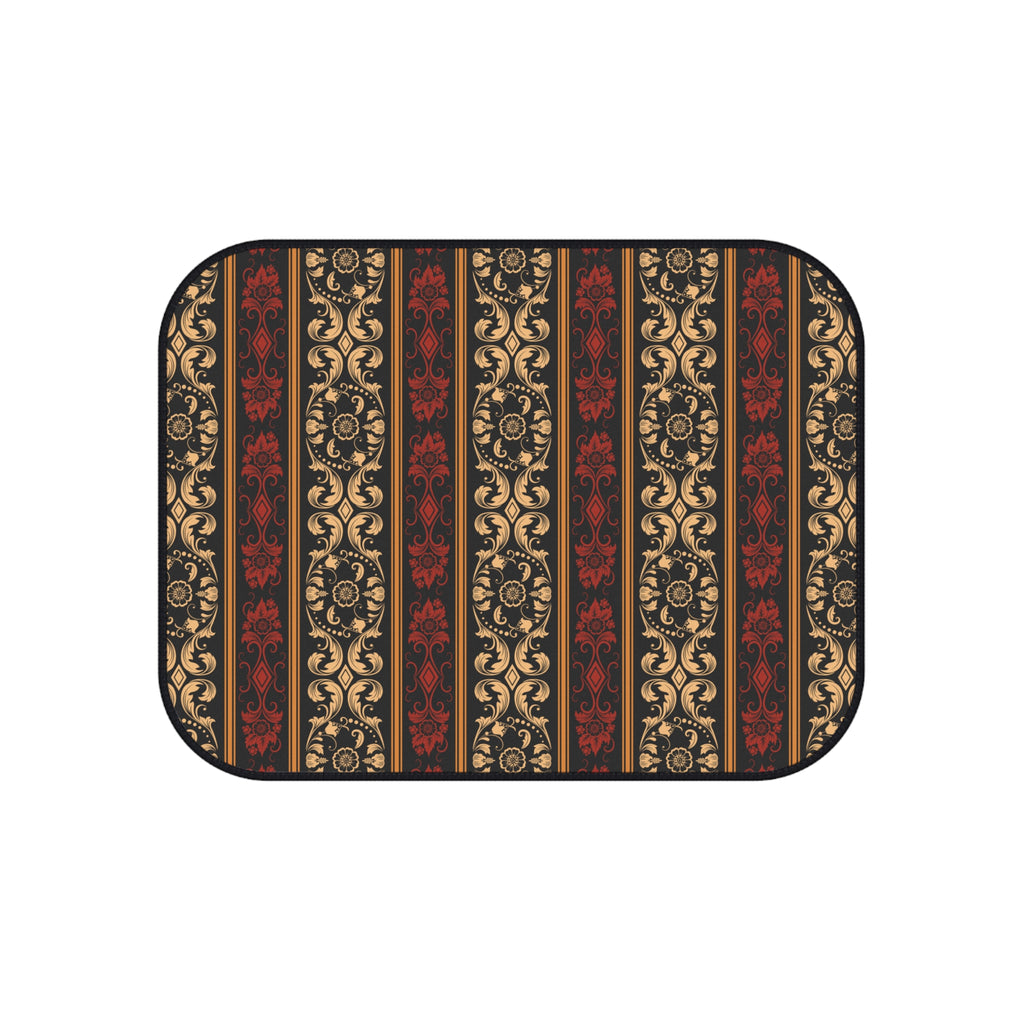 Vintage Ornamental Car Floor Mats – Red & Gold 4-Piece Set