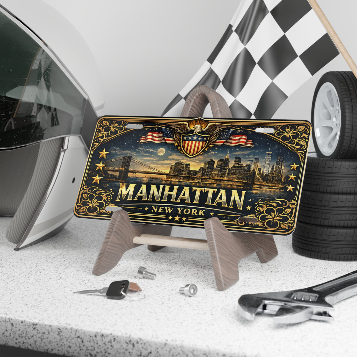 Manhattan New York License Plate Sign Vintage NYC Wall Decor | American City Metal Sign Gift