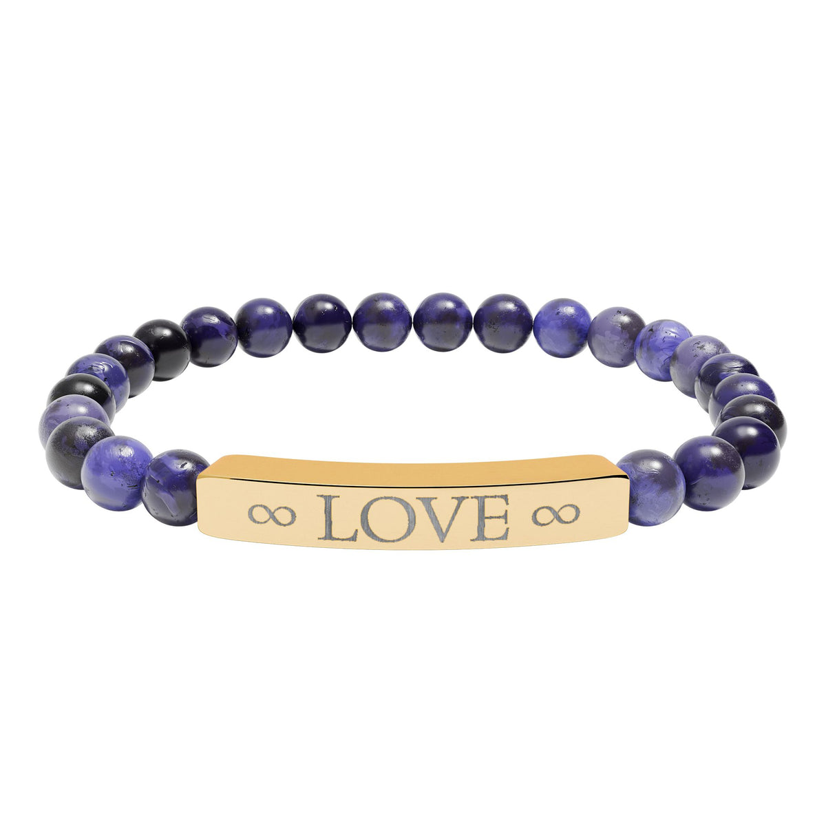 Infinity Love Natural Stone Bracelet – Engraved Beaded Jewelry