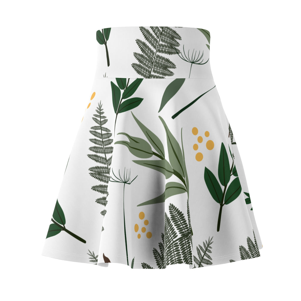 Green Botanical Skater Skirt – Leaf & Fern Pattern