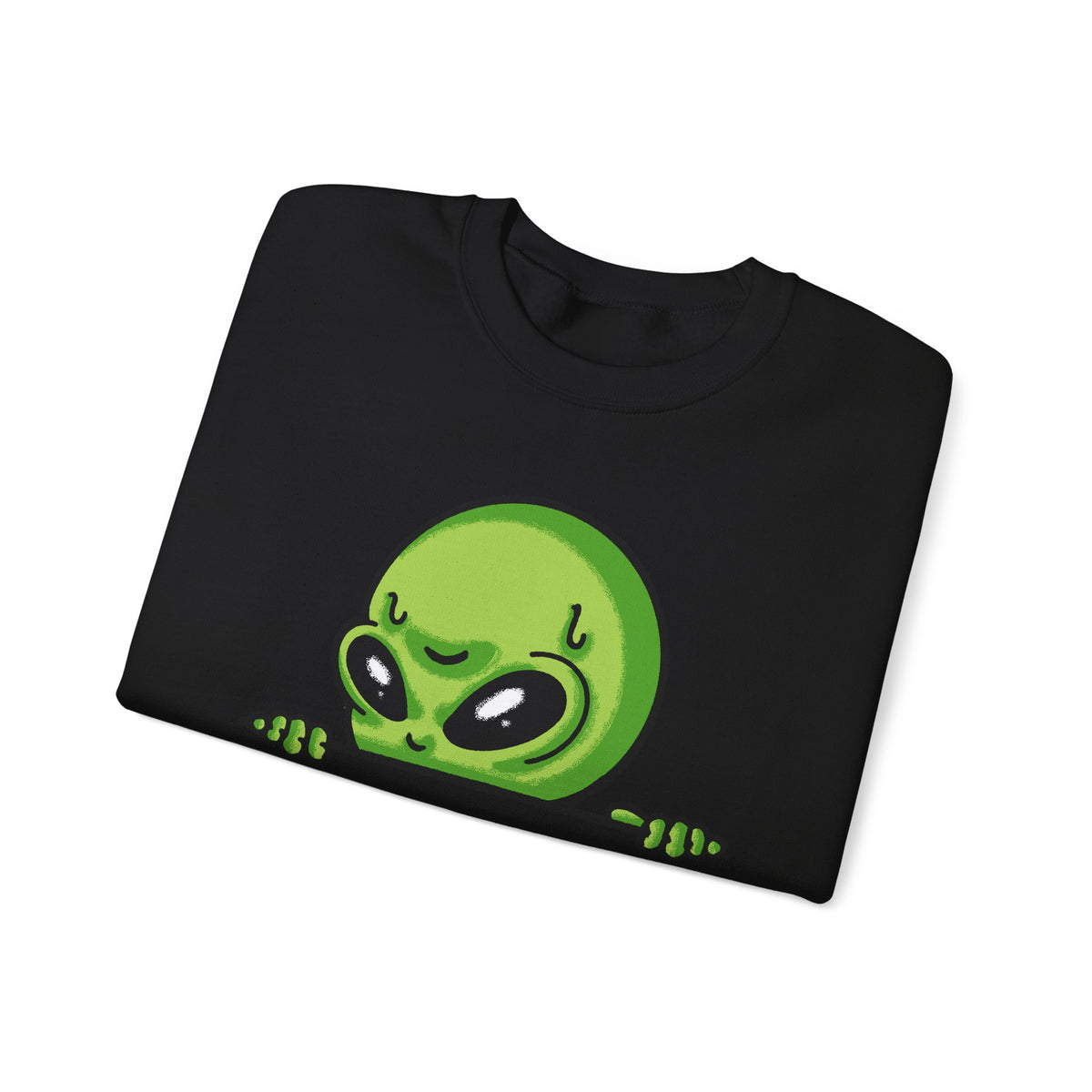 Alien Peeking Crewneck Sweatshirt  Cute Green Alien Graphic