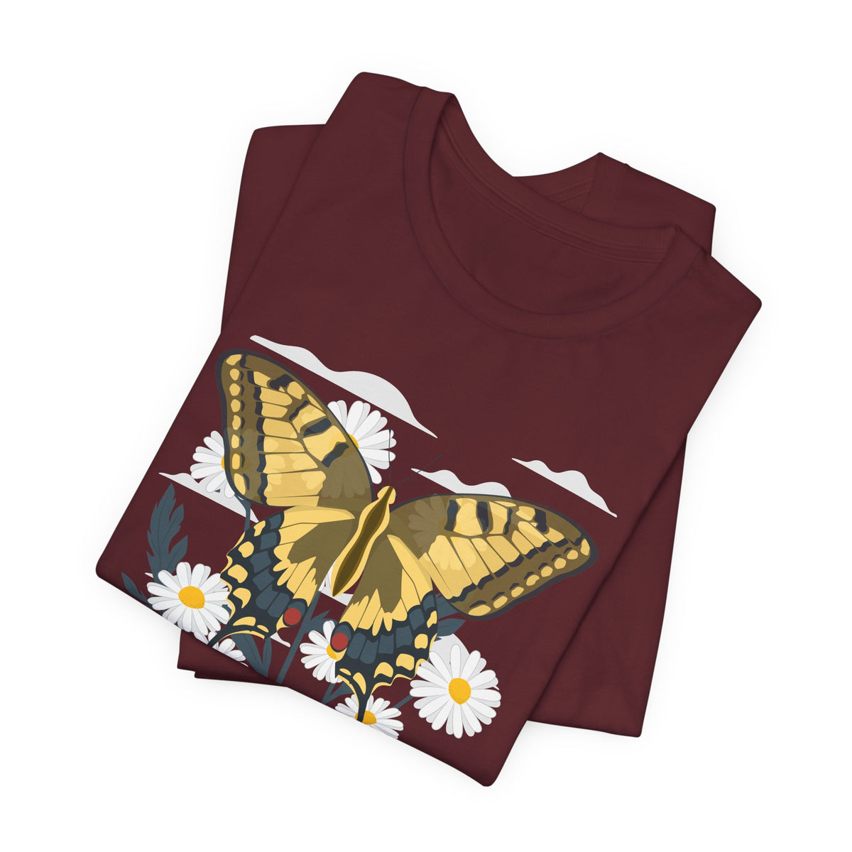 Butterfly Floral Nature Shirt  Yellow Butterfly T Shirt, Wildflower Graphic Tee, Nature Lover Gift