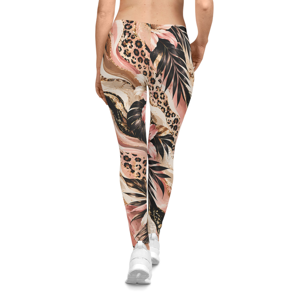 Blush Tropical Leopard Leggings – Floral Animal Print