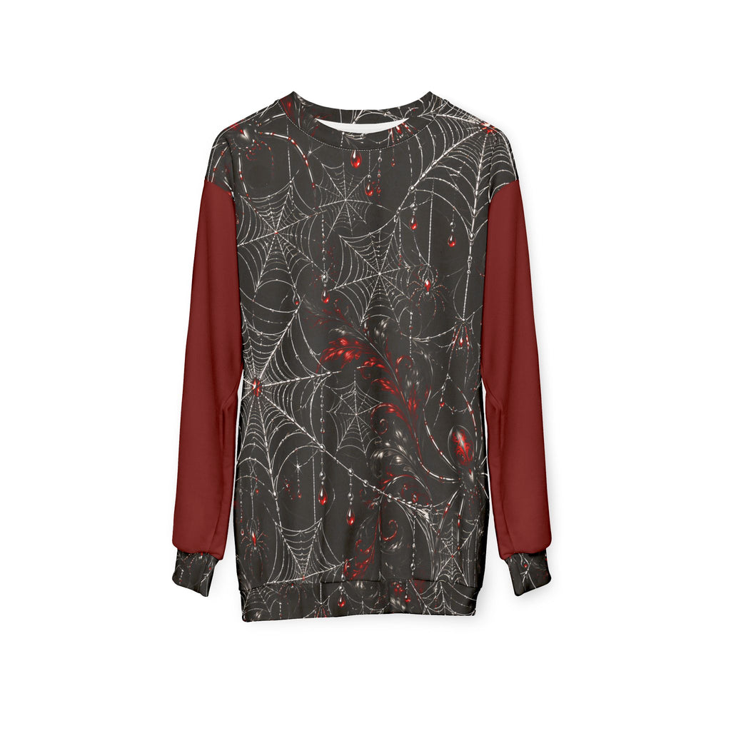 Gothic Spiderweb Unisex Sweatshirt – Black & Red Spider Print