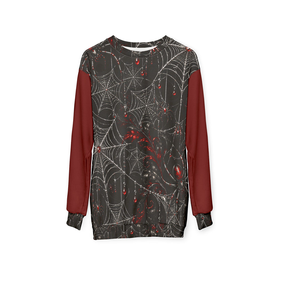Gothic Spiderweb Unisex Sweatshirt – Black & Red Spider Print
