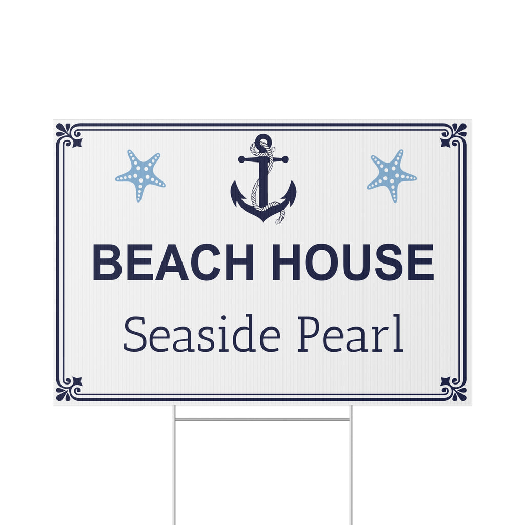 Personalized Beach House Lawn Sign – Custom Coastal Property Name Sign Y7
