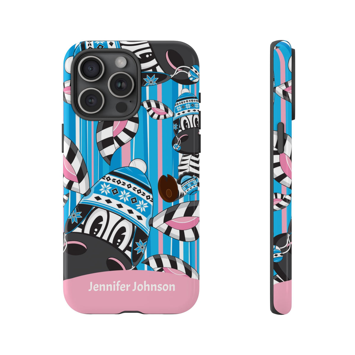 Personalized Zebra Phone Case with Name – Colorful Animal Tough Case