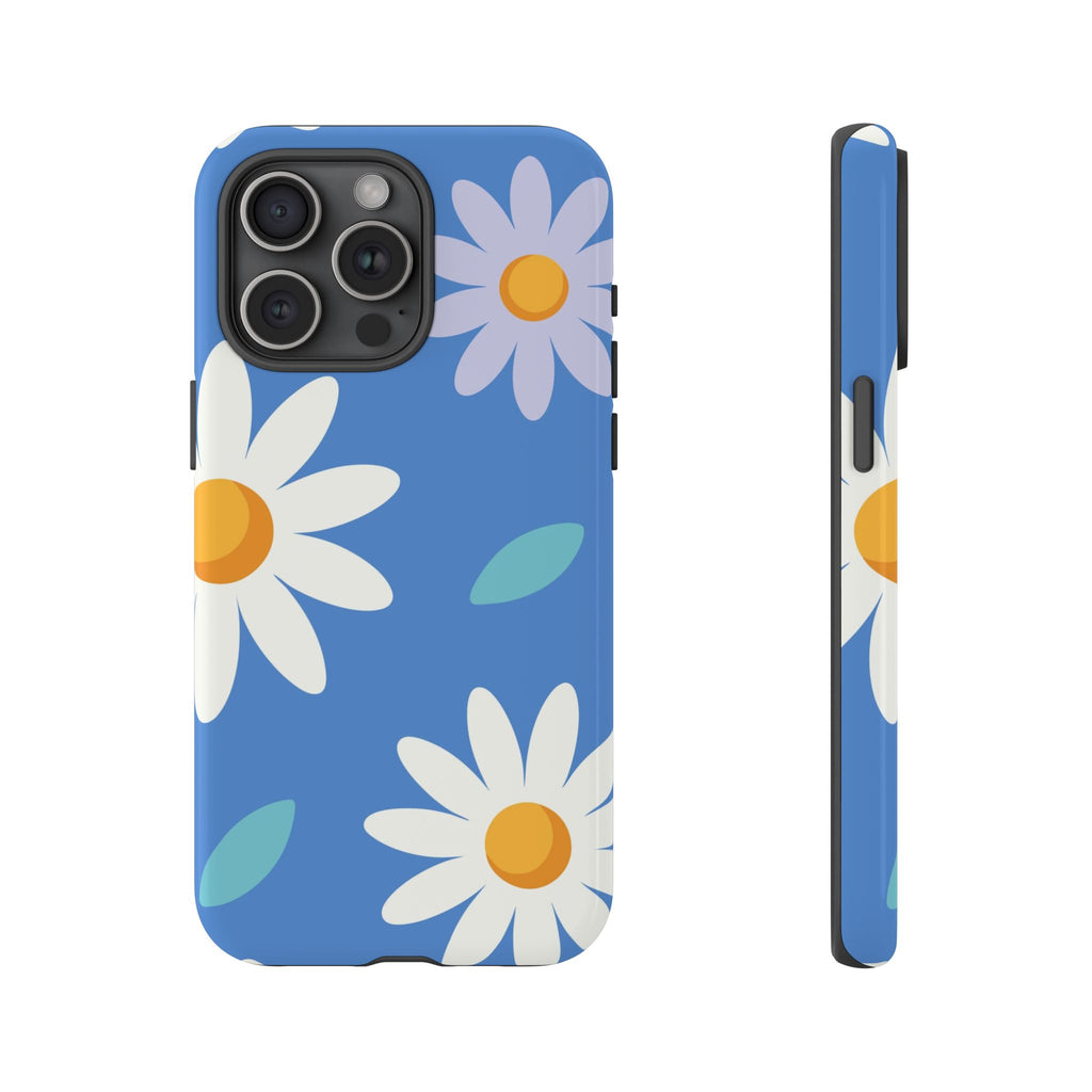 Blue Daisy Tough Phone Case – Retro Floral Design