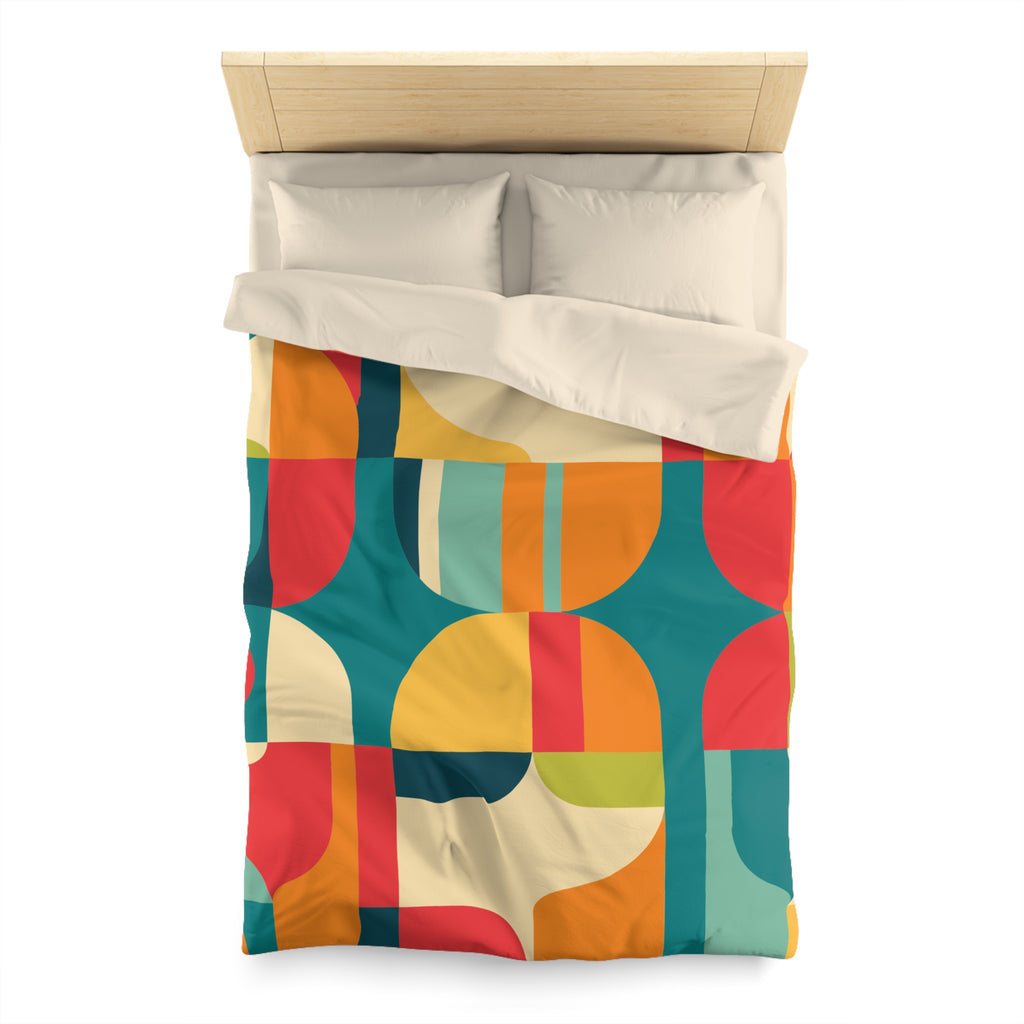 Mid Century Modern Geometric Duvet Cover  Retro Abstract Microfiber Bedding