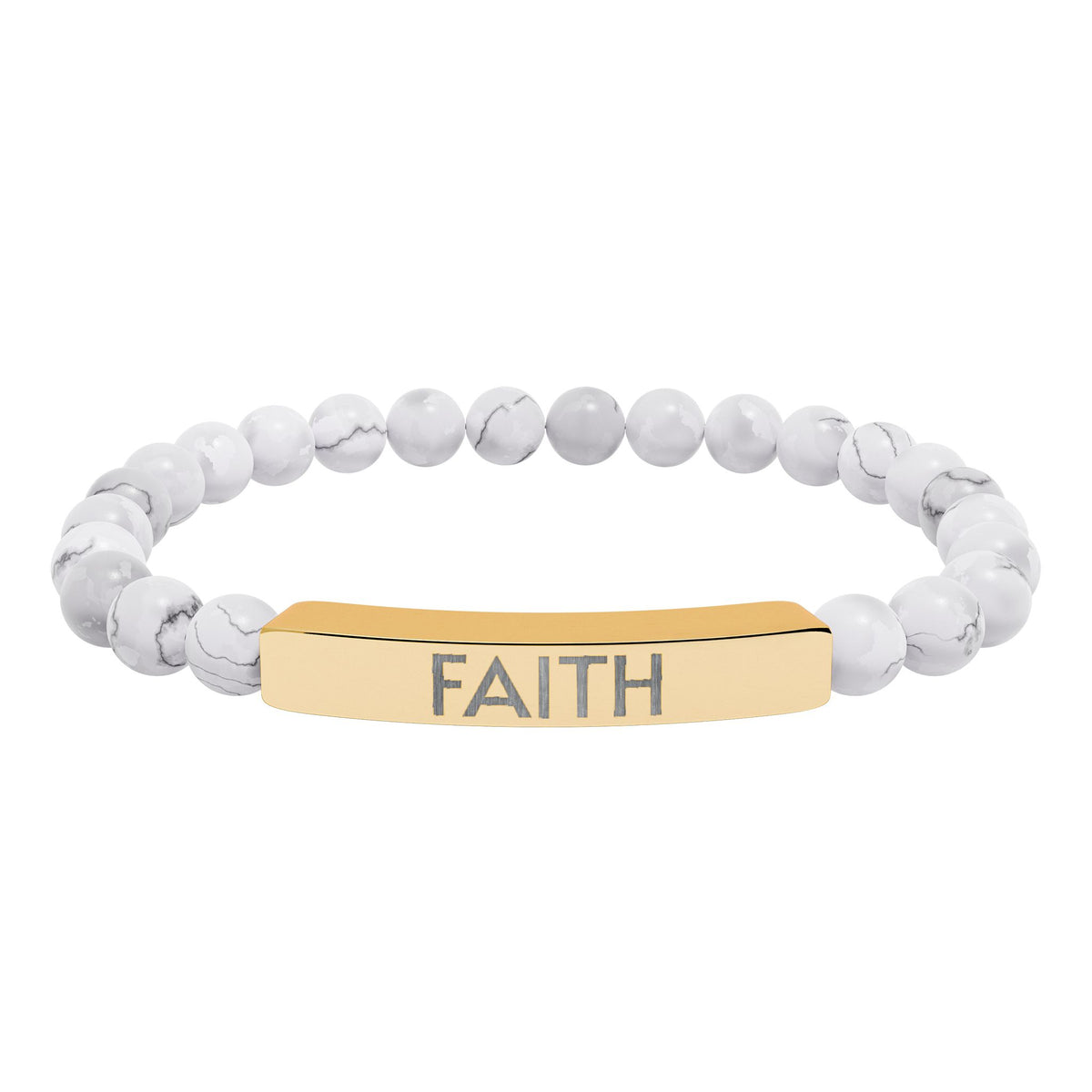 Faith Natural Stone Bracelet – Engraved Inspirational Jewelry
