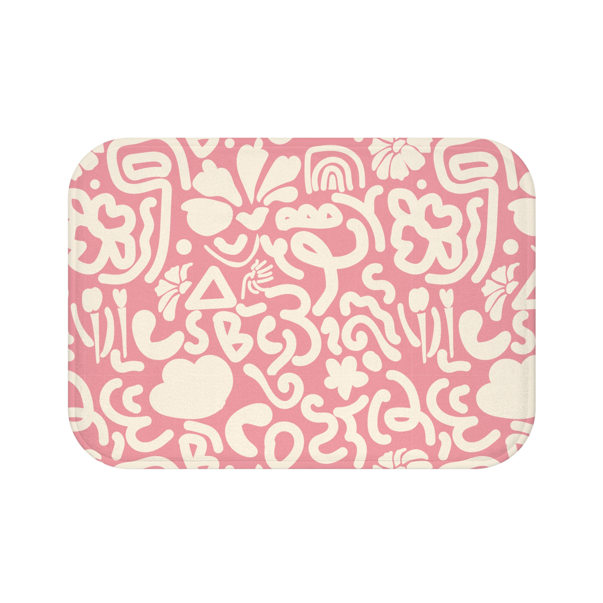 Pink Abstract Floral Bath Mat – Retro Modern Bathroom Decor
