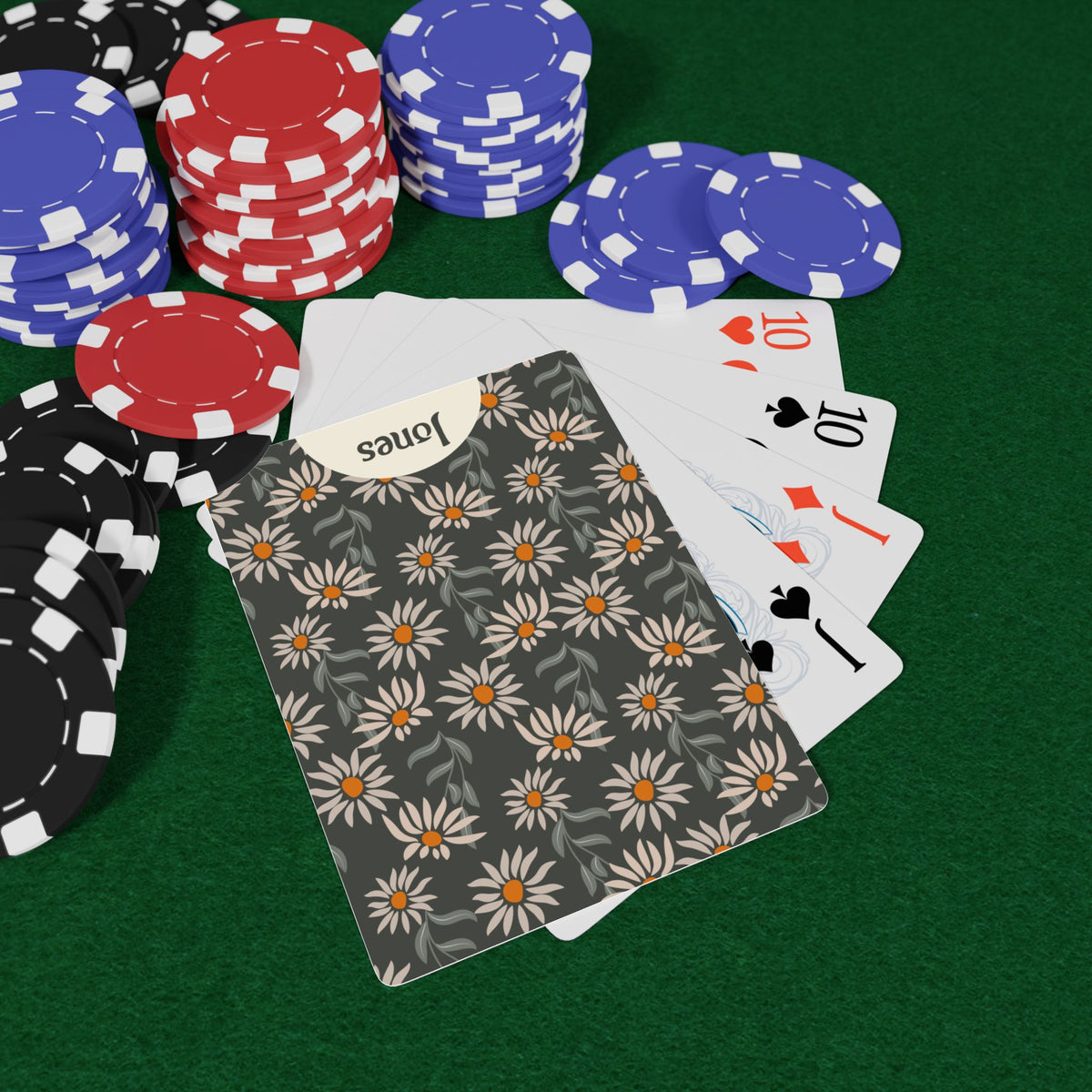 Personalized Family Name Poker Playing Cards – Daisy Floral Design