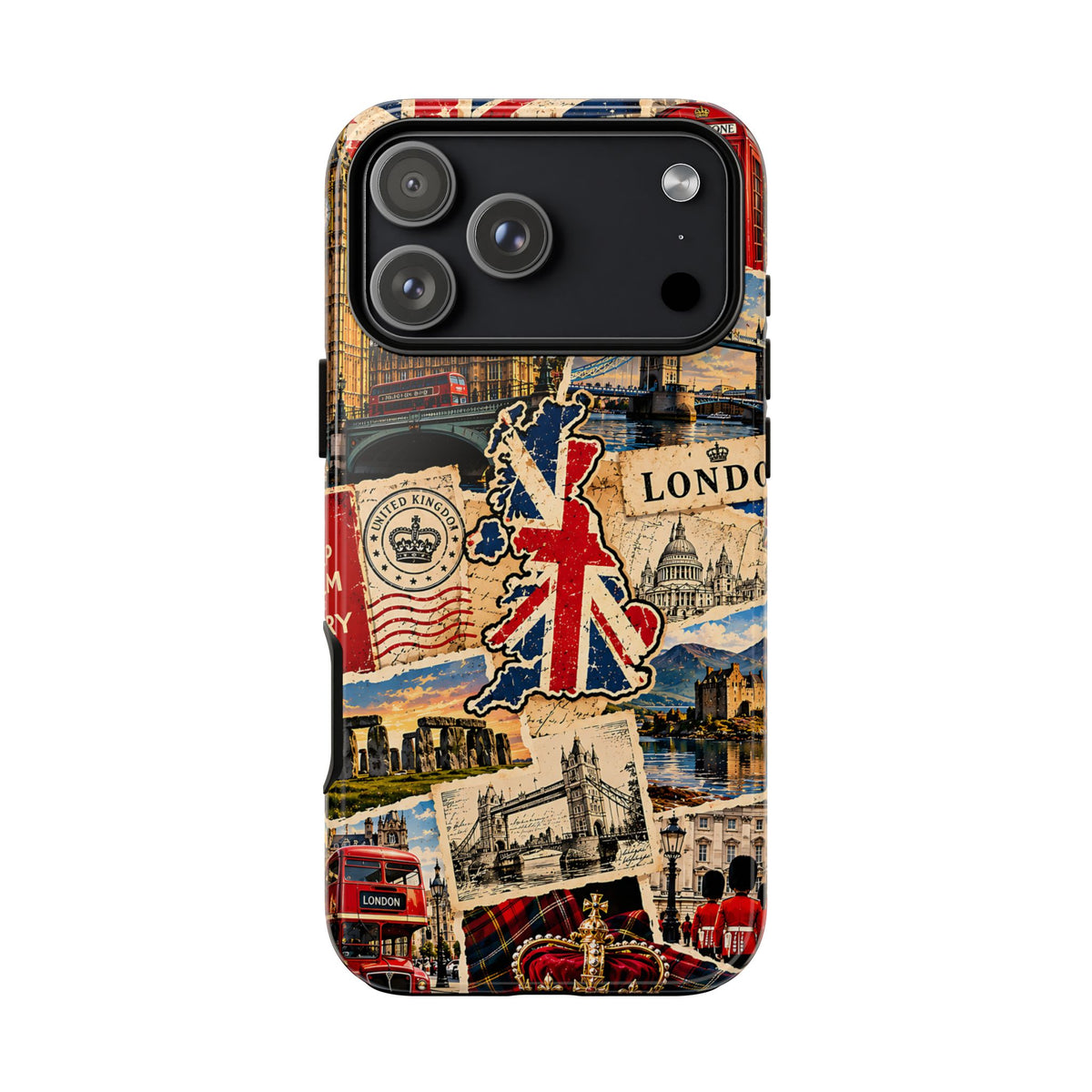London UK Travel Collage Phone Case – Vintage British Tough Case