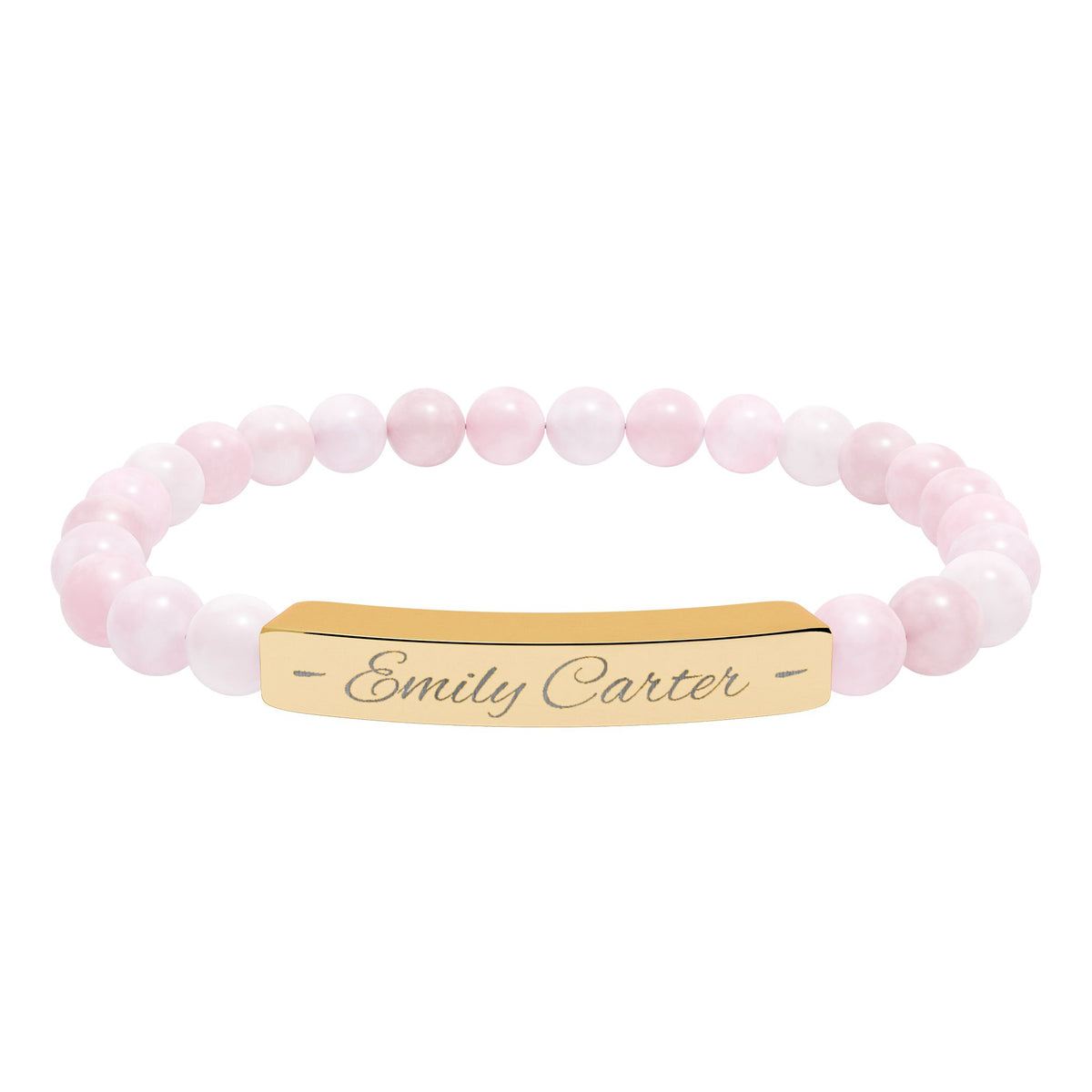 Personalized Natural Stone Bracelet – Custom Name Engraving