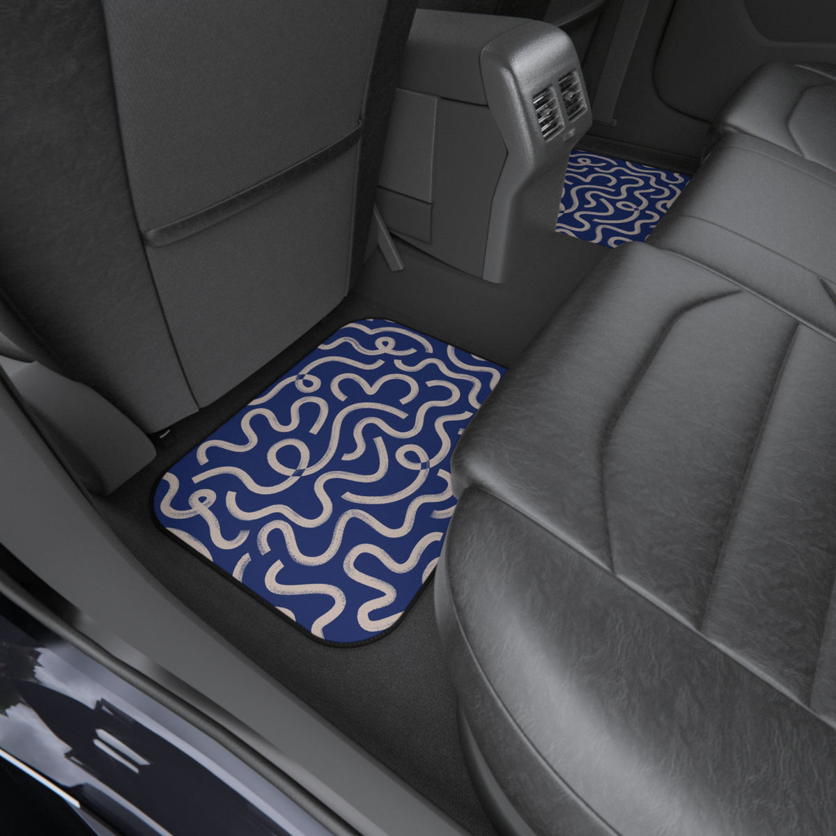 Blue Abstract Pattern Car Floor Mats – 4-Piece Set