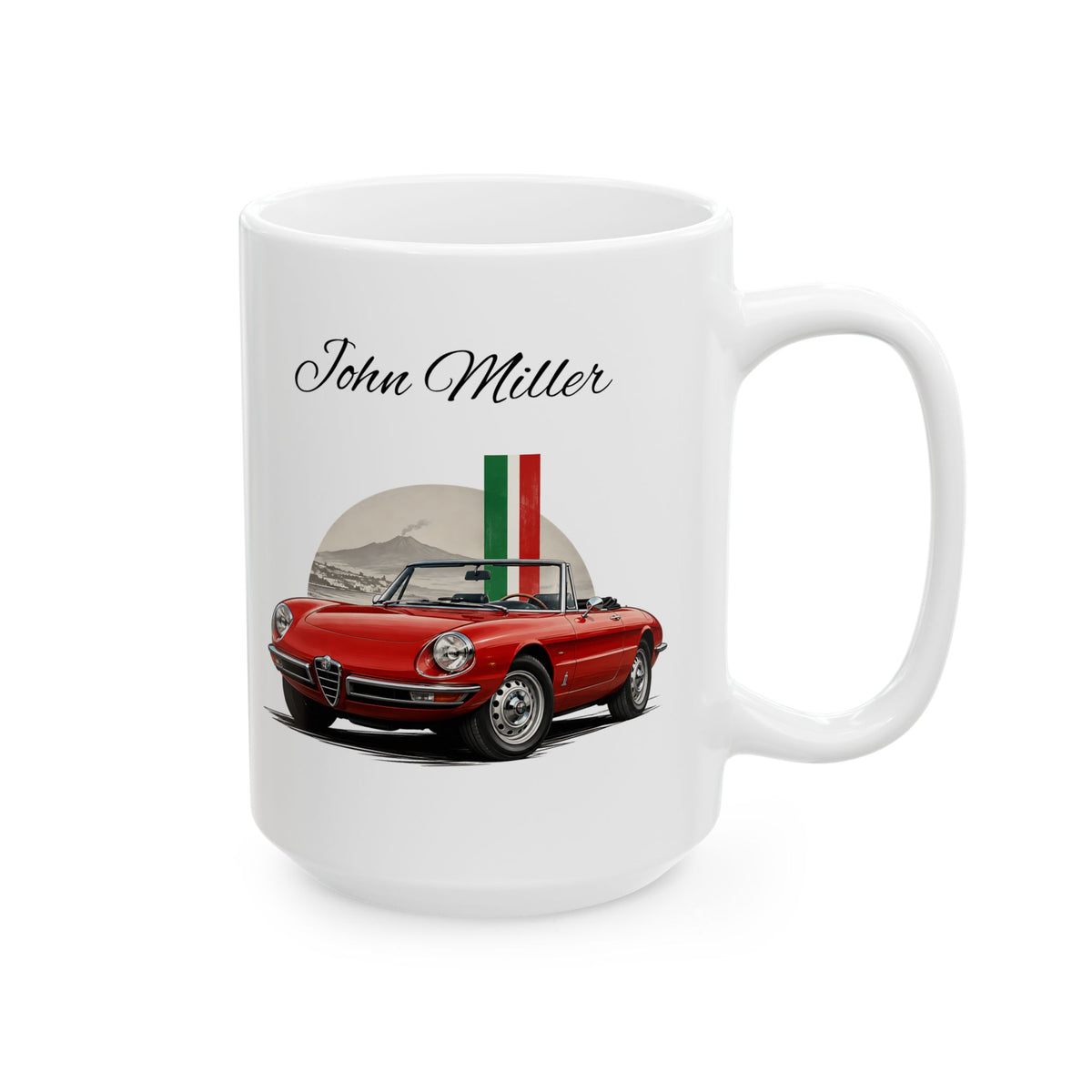 Personalized Name Classic Red Sports Car Mug – Vintage Italian Car Gift