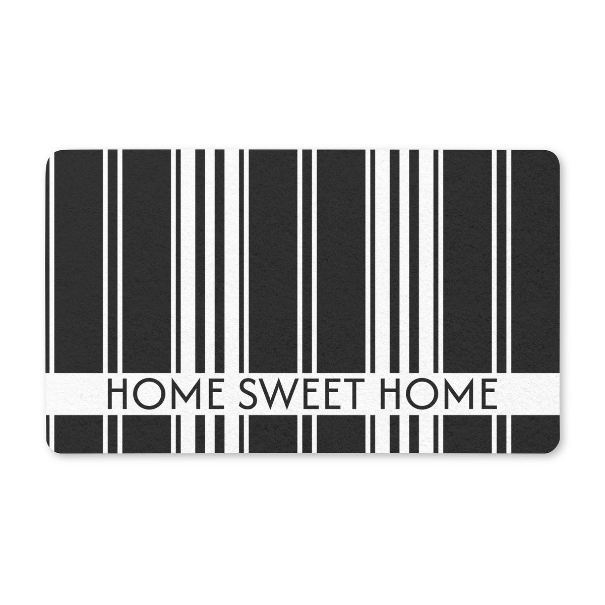 Home Sweet Home Doormat – Modern Black & White Striped Entryway Mat