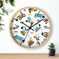 Construction Vehicles Wall Clock | Kids Diggers Excavator Pattern