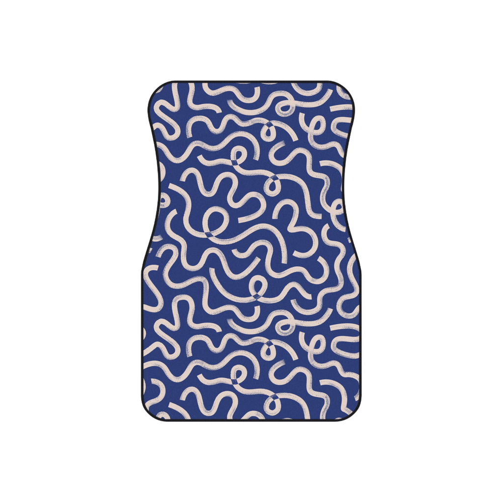 Blue Abstract Pattern Car Floor Mats – 4-Piece Set