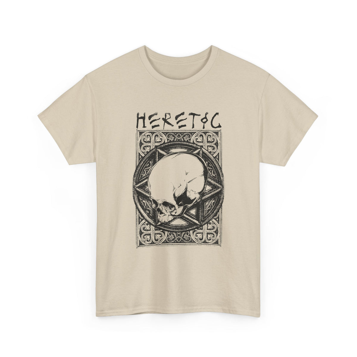 Heretic Skull T-Shirt – Gothic Pentagram Dark Graphic Tee