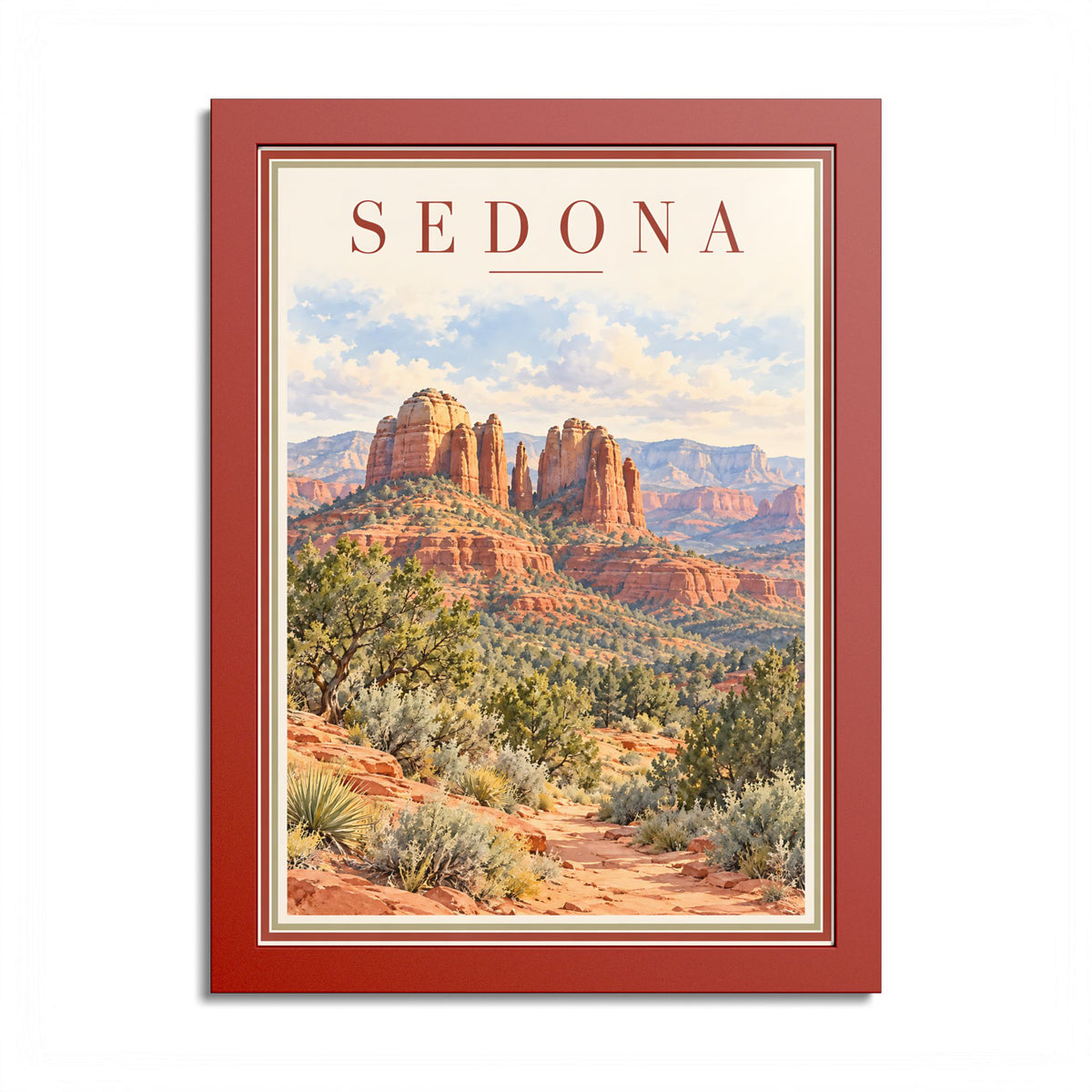 Sedona Arizona Vintage Framed Poster – Red Rock Desert Wall Art