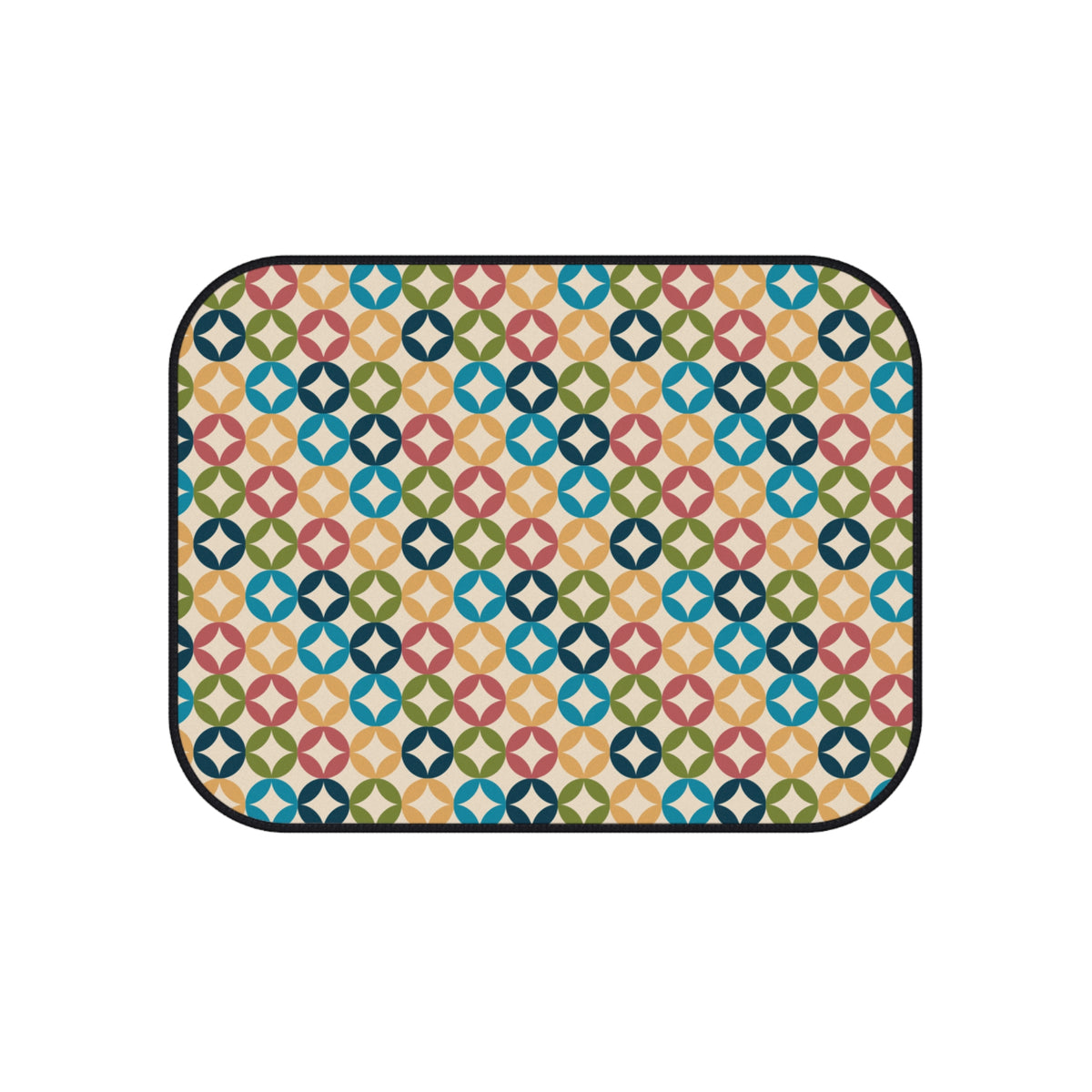 Retro Geometric Car Floor Mats – Colorful 4-Piece Set