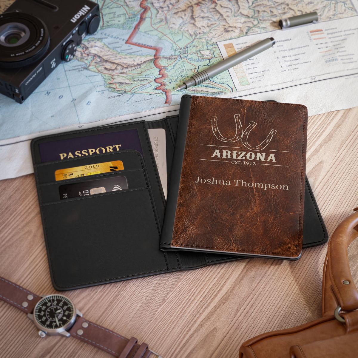 Personalized Arizona Passport Cover with Name – RFID Blocking Travel Passport Holder