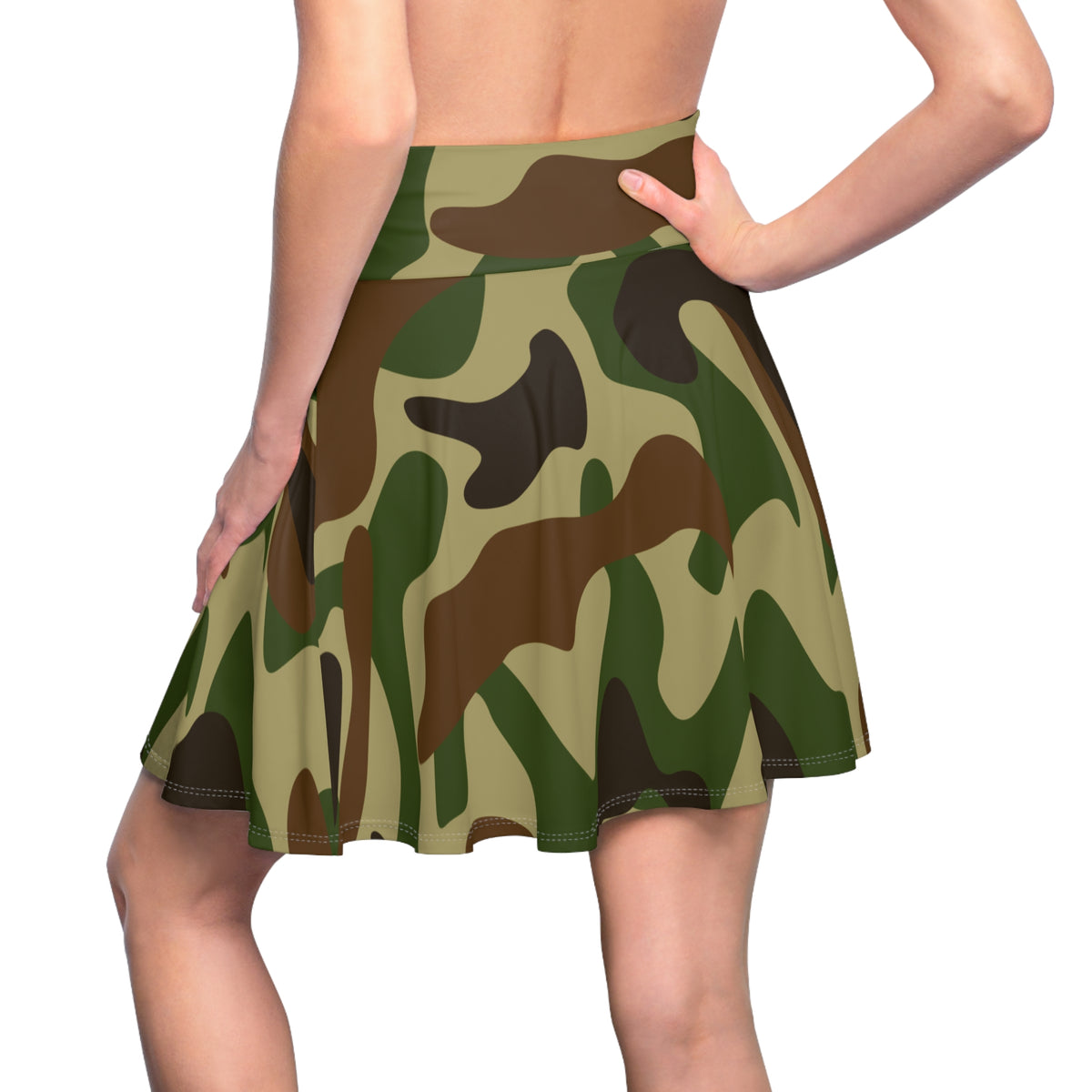 Camouflage Skater Skirt – Green Camo Print