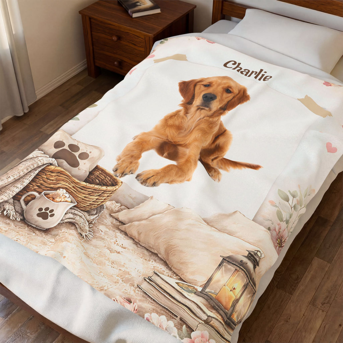Custom Pet Blanket with Photo & Name  Personalized Dog Blanket  Cat Photo Throw  Sherpa Plush Pet Memorial Gift  PET1