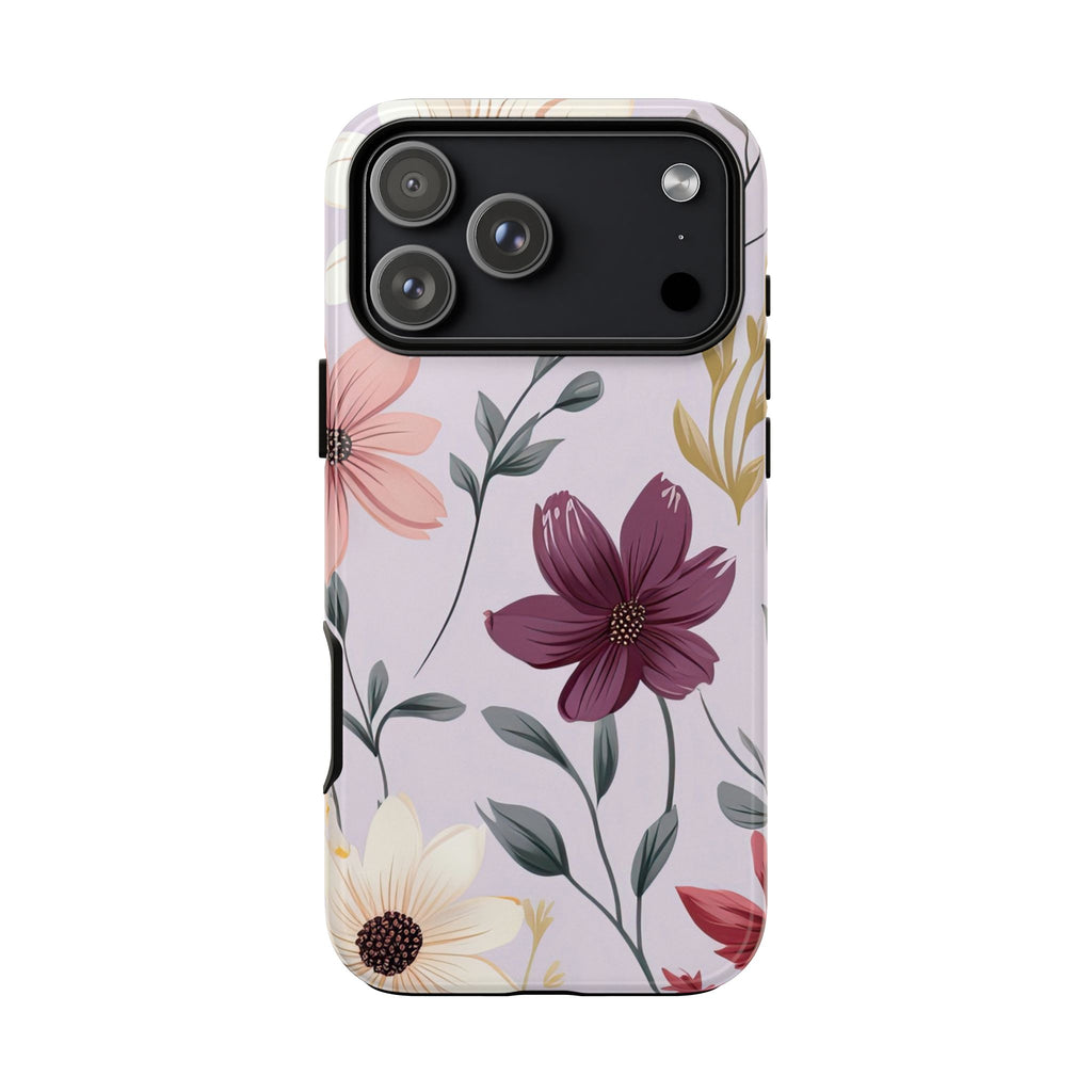 Elegant Wildflower Tough Phone Case – Soft Pastel Floral Design