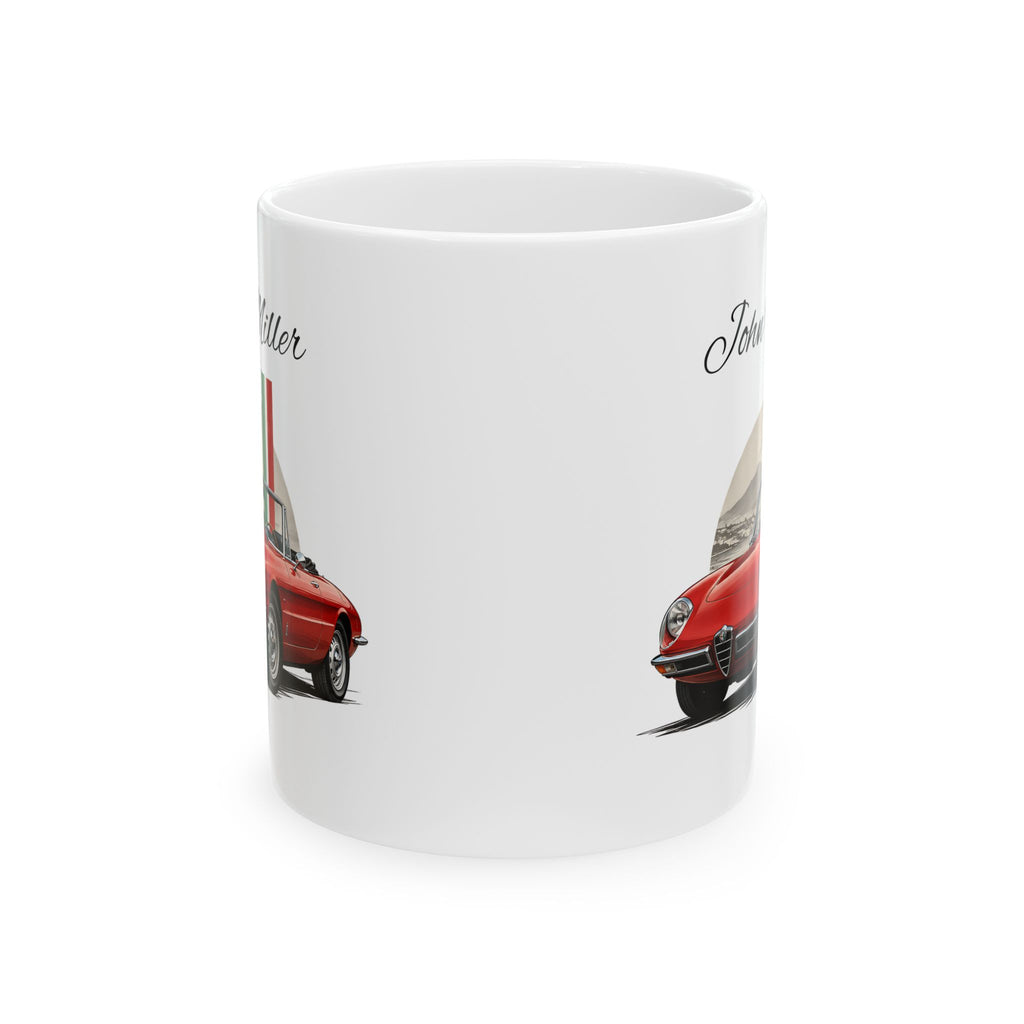 Personalized Name Classic Red Sports Car Mug – Vintage Italian Car Gift