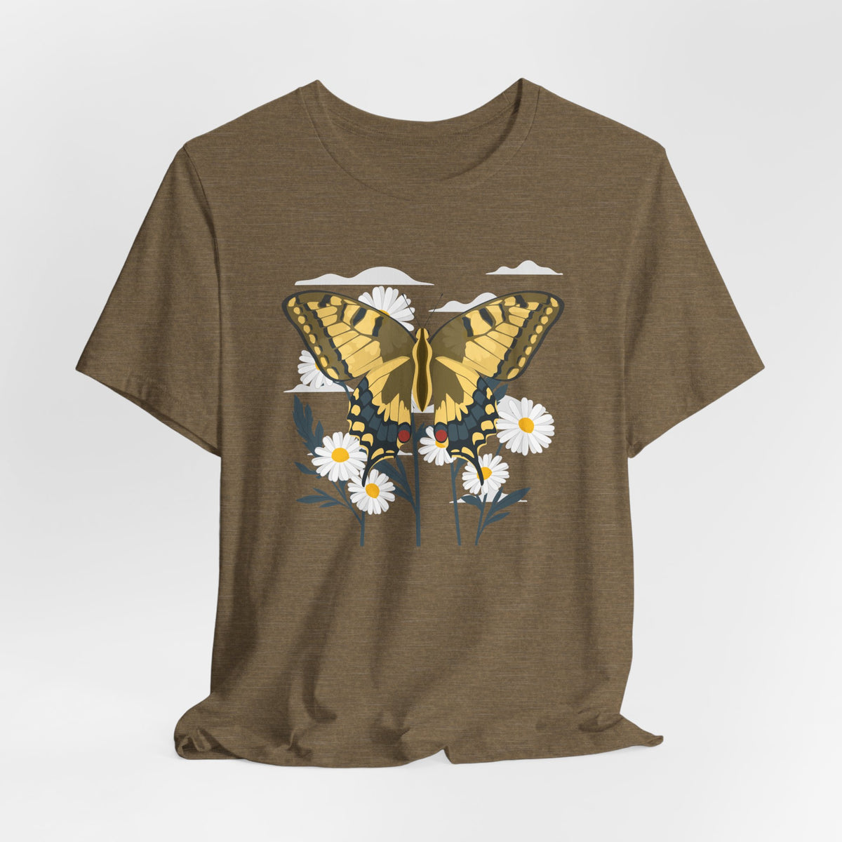 Butterfly Floral Nature Shirt  Yellow Butterfly T Shirt, Wildflower Graphic Tee, Nature Lover Gift