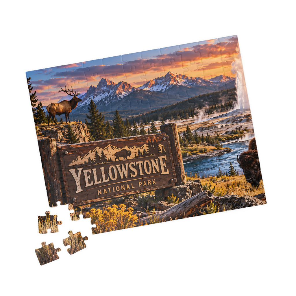 Yellowstone National Park Puzzle – Wildlife & Mountain Landscape (110, 252, 520, 1014-piece)