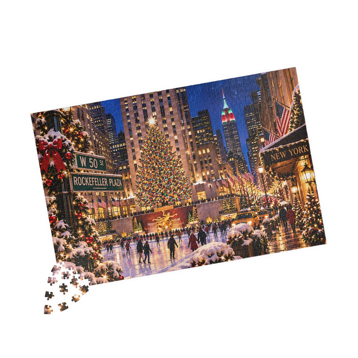 New York Christmas Puzzle – Rockefeller Center Jigsaw Puzzle (110, 252, 520, 1014-piece)