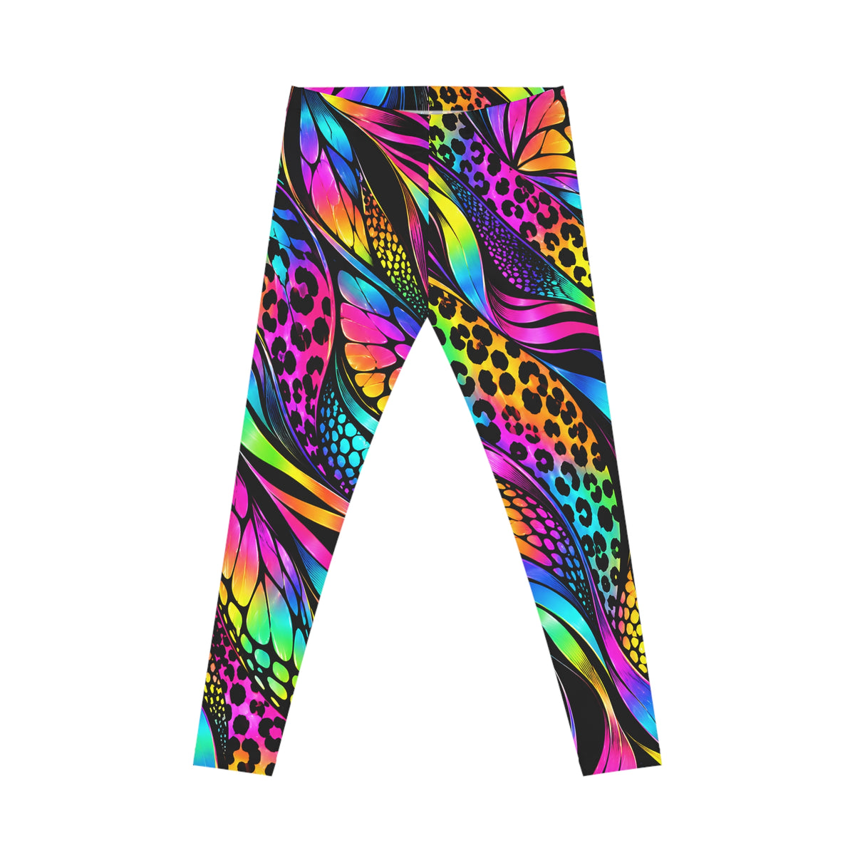 Rainbow Animal Print Leggings – Neon Leopard & Abstract Print